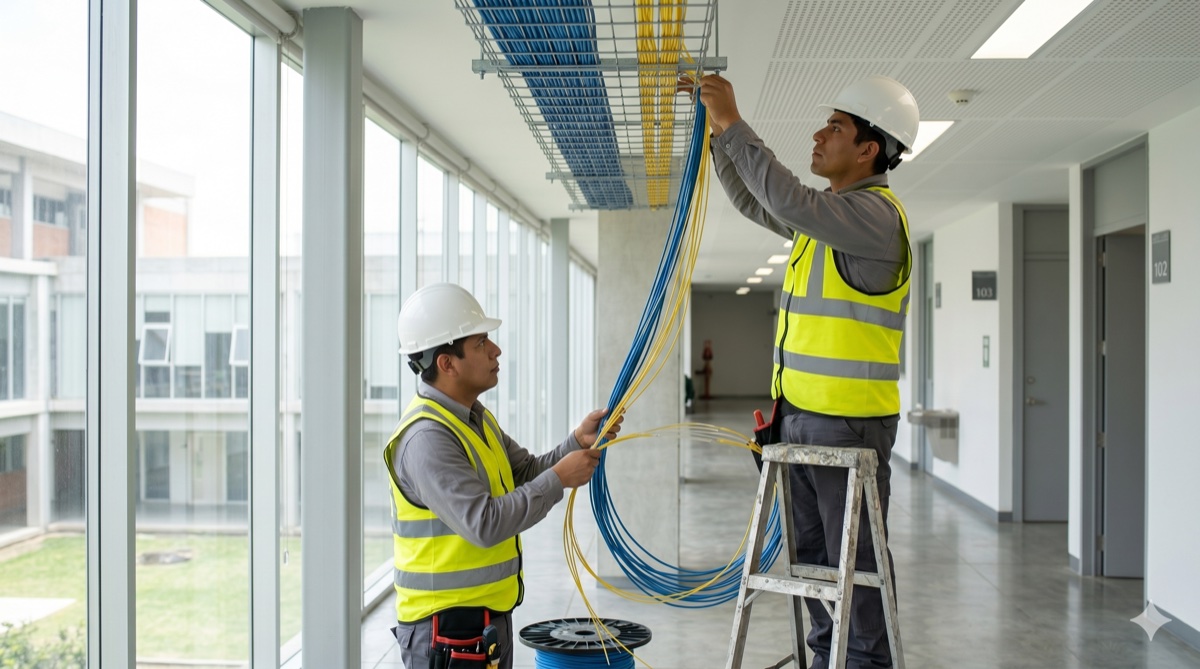 Personal técnico ITM trabajando en infraestructura institucional